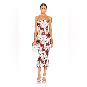 Norma Kamali Strapless Midi Fishtail Dress